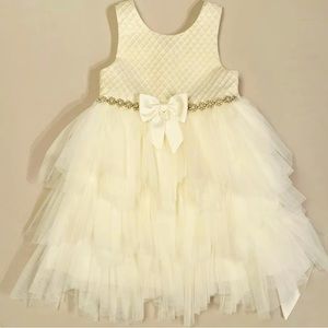 BNWOT AMERICAN PRINCESS SPECIAL OCCASION IVORY TULLE & BOW DRESS SIZE 4